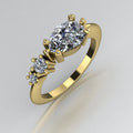 Comet Ring: Pear Shaped Lab Grown Diamonds Asymmetrical Gold Trilogy Ring