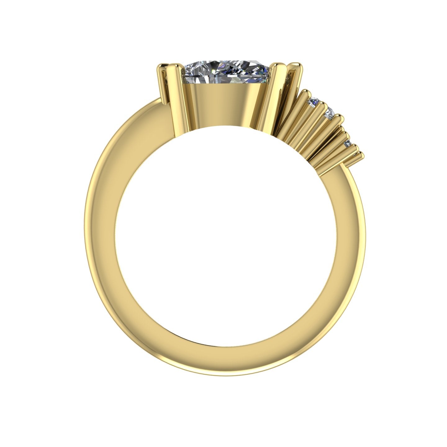 Comet Ring: Pear Shaped Lab Grown Diamonds Asymmetrical Gold Trilogy Ring