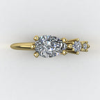 Comet Ring: Pear Shaped Lab Grown Diamonds Asymmetrical Gold Trilogy Ring