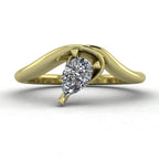 Enchanted Pear Shaped Diamond Asymmetrical Solitaire Engagement Ring in 18ct Yellow Gold