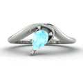 Enchanted Pear Shaped Aquamarine Asymmetrical Solitaire Engagement Ring in Platinum or 18ct White Gold