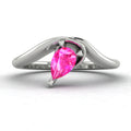 Enchanted Pear Shaped Solitaire Pink Sapphire Asymmetrical White Gold or Platinum Ring