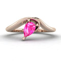 Enchanted Pear Shaped Solitaire Pink Sapphire Asymmetrical Rose Gold Ring