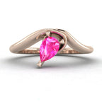 Enchanted Pear Shaped Solitaire Pink Sapphire Asymmetrical Rose Gold Ring