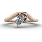 Enchanted Pear Shaped Diamond Asymmetrical Solitaire Engagement Ring in 18ct Rose Gold