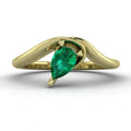 Enchanted Pear Shaped Lab Grown Emerald Asymmetrical Yellow Gold Ring