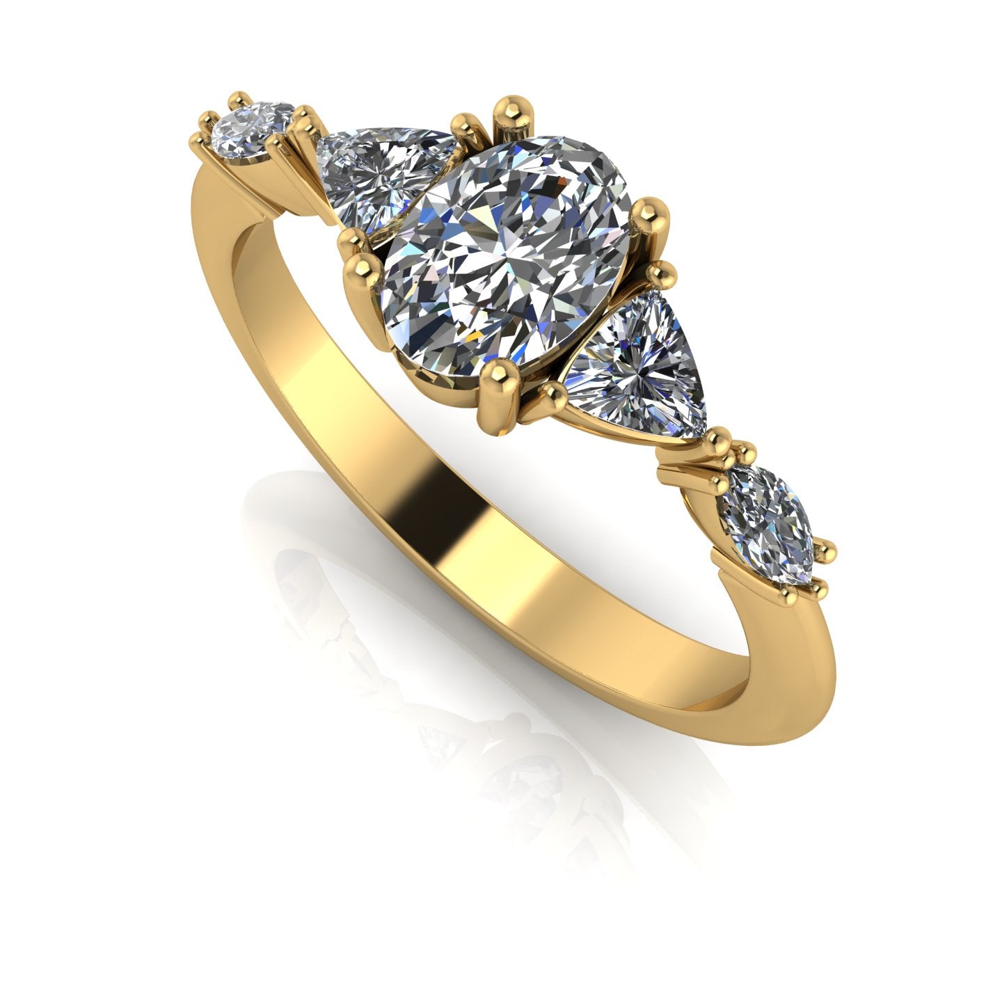 Maisie Oval Diamond Five Stone Ring in 18ct Yellow Gold
