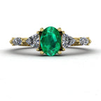 Maisie Oval Emerald & Diamond Ring in 18ct Yellow Gold