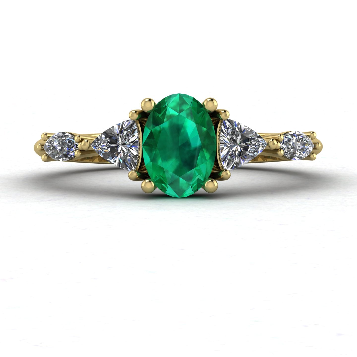 Maisie Oval Emerald & Diamond Ring in 18ct Yellow Gold