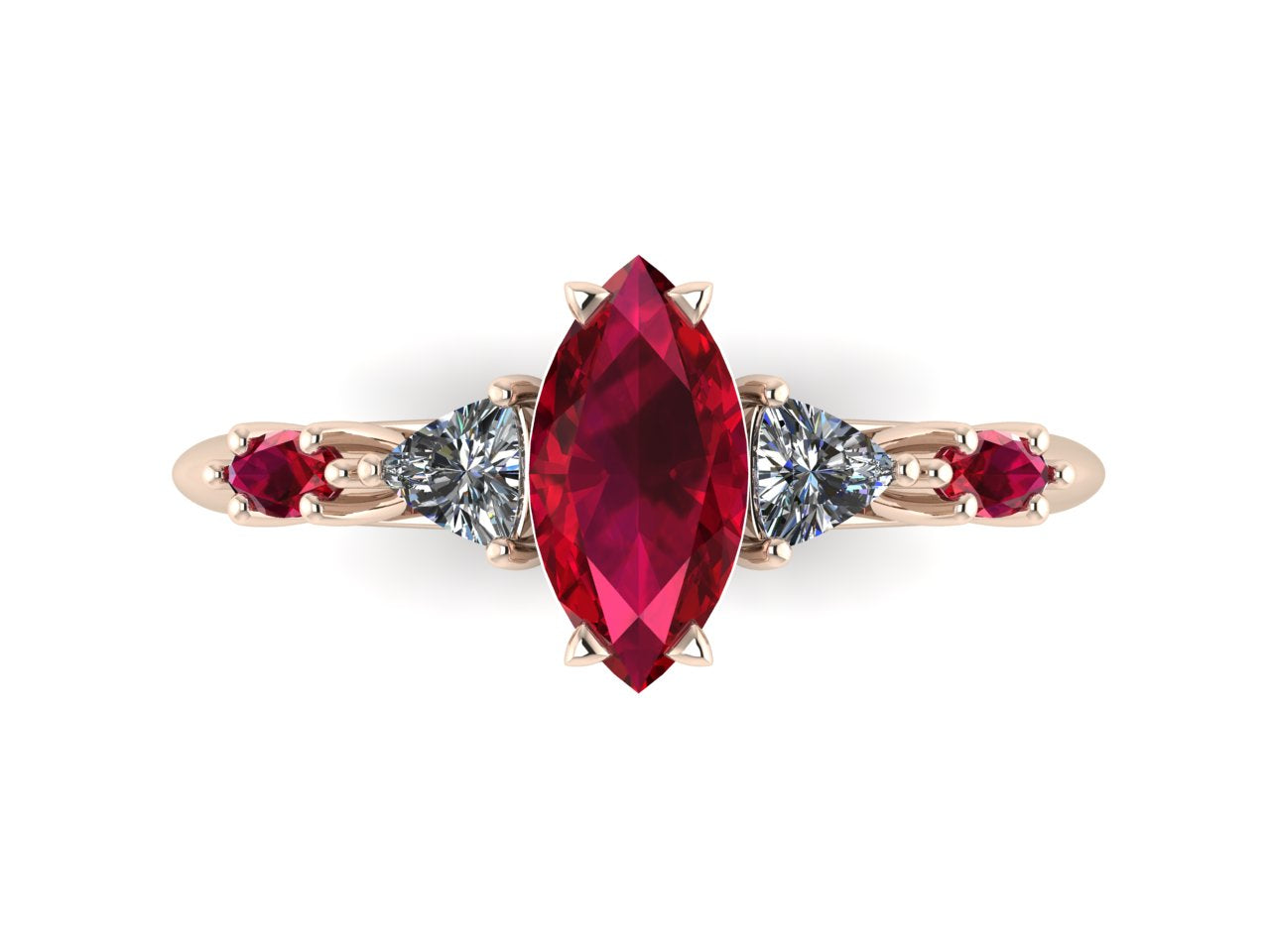 Maisie Marquise Ruby & Diamond Ring in 18ct Rose Gold