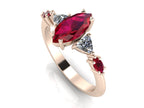 Maisie Marquise Ruby & Diamond Ring in 18ct Rose Gold