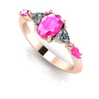Maisie Oval Pink Sapphire & Diamond Ring in 18ct Rose Gold