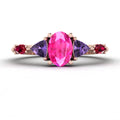 Maisie Oval Pink Sapphire, Violet Sapphire & Ruby Ring in 18ct Rose Gold