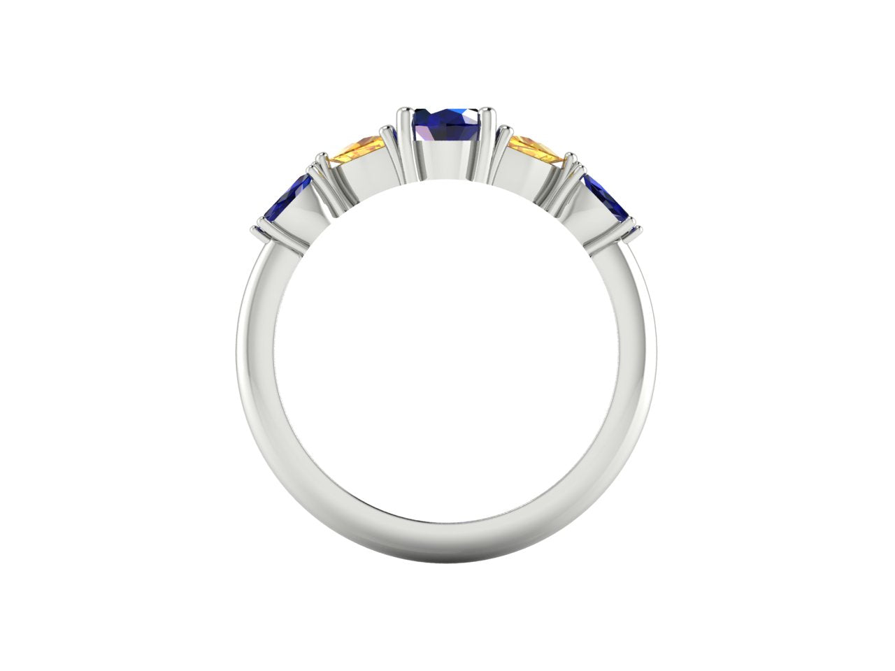 Maisie Oval Blue & Yellow Sapphire Ring in White Gold or Platinum