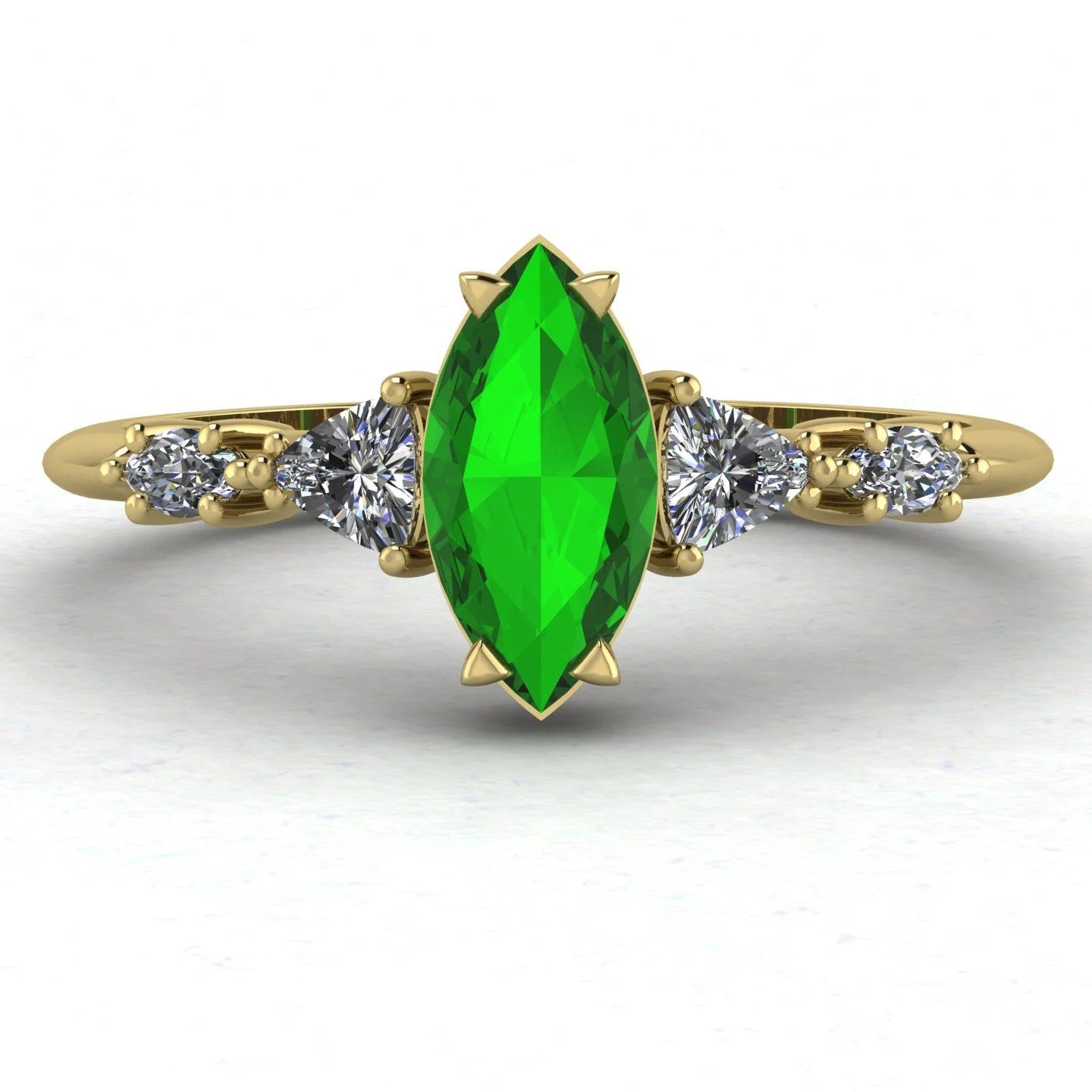 Maisie Marquise Tsavorite & Diamond Ring in 18ct Yellow Gold