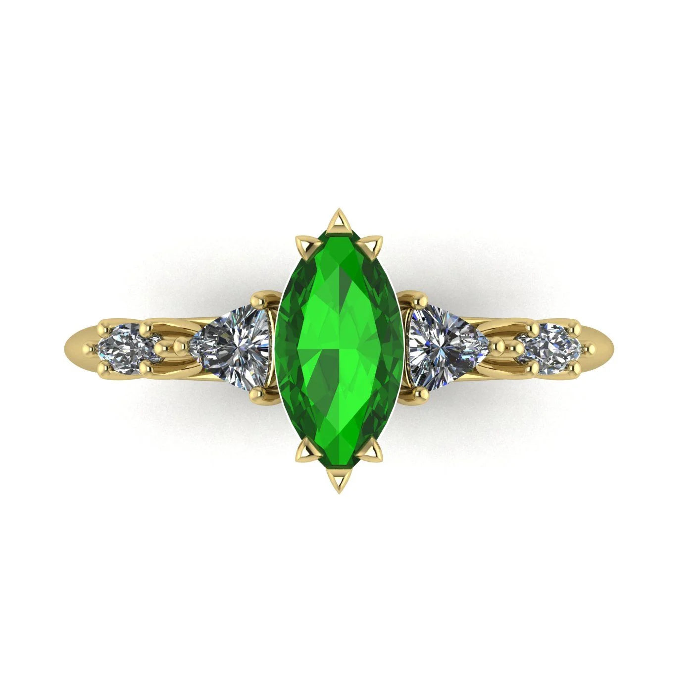 Maisie Marquise Tsavorite & Diamond Ring in 18ct Yellow Gold