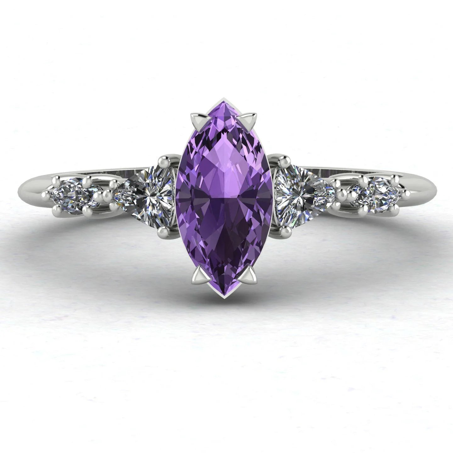 Maisie Marquise Violet Sapphire & Diamond Ring in White Gold or Platinum