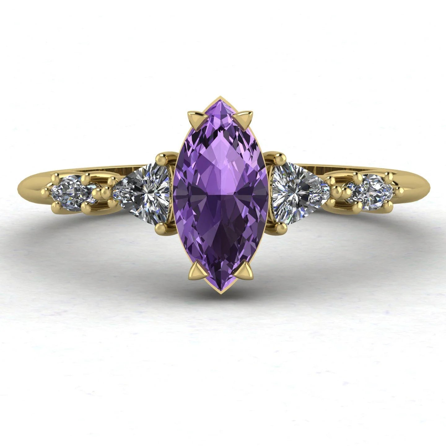Maisie Marquise Violet Sapphire & Diamond Ring in 18ct Yellow Gold