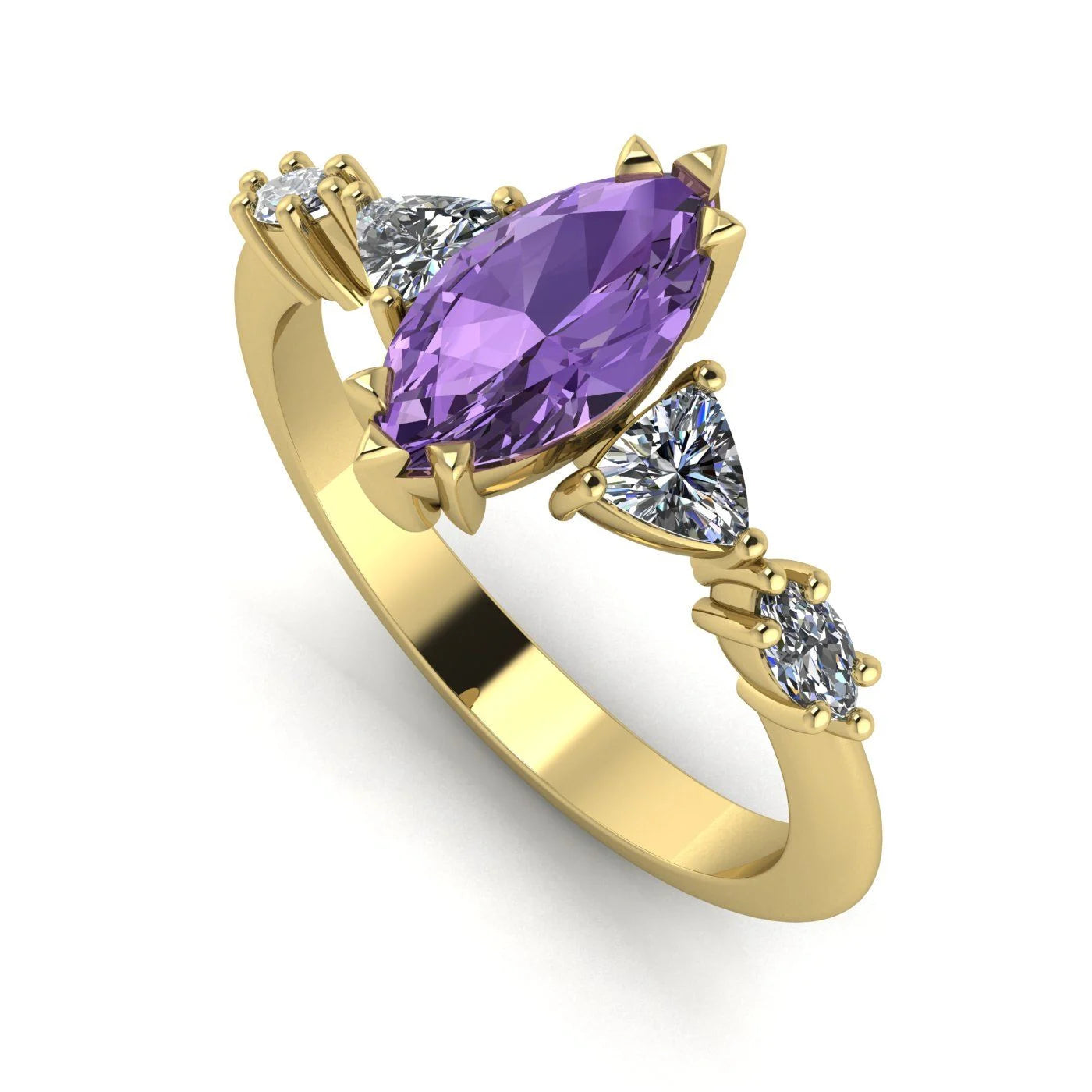 Maisie Marquise Violet Sapphire & Diamond Ring in 18ct Yellow Gold
