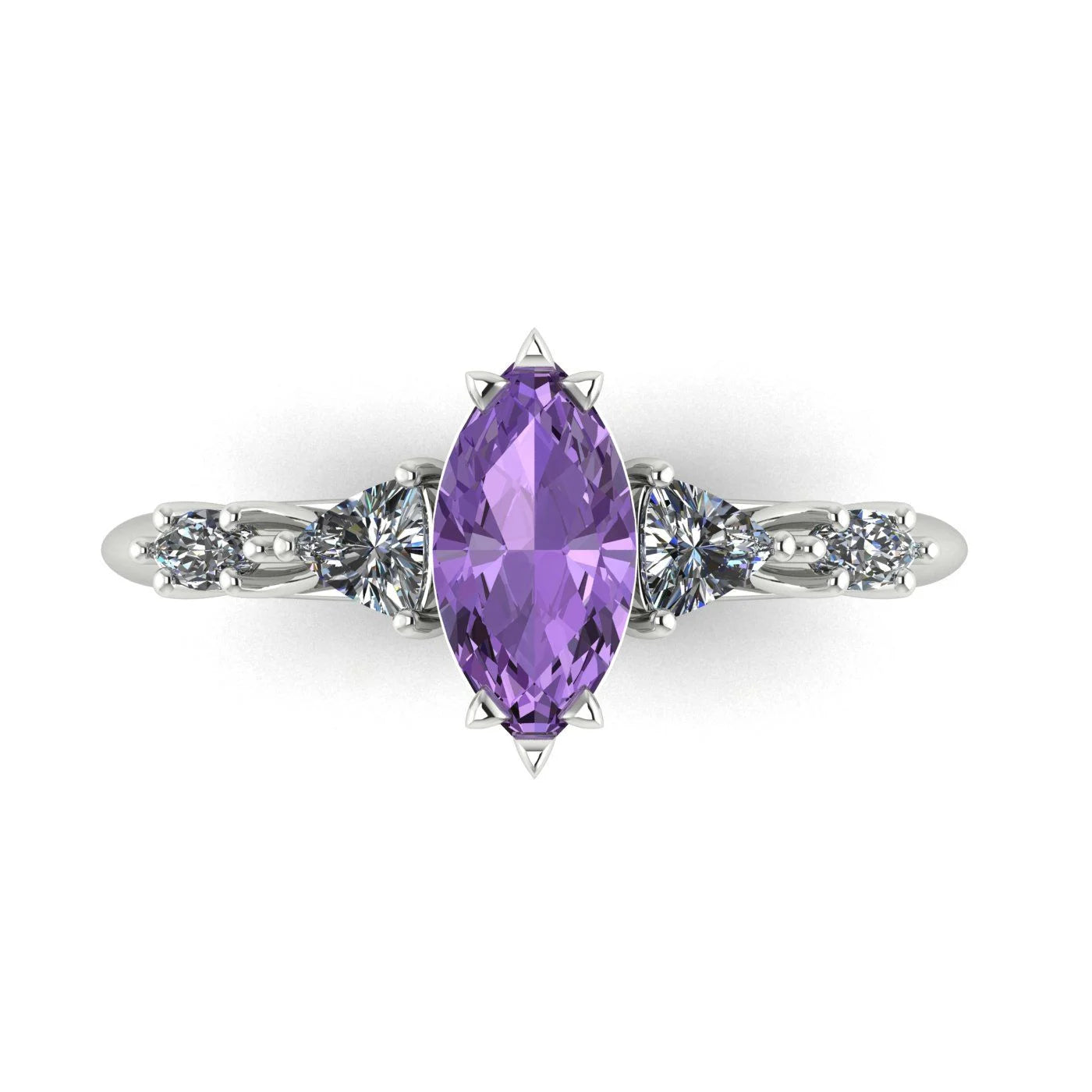 Maisie Marquise Violet Sapphire & Diamond Ring in White Gold or Platinum