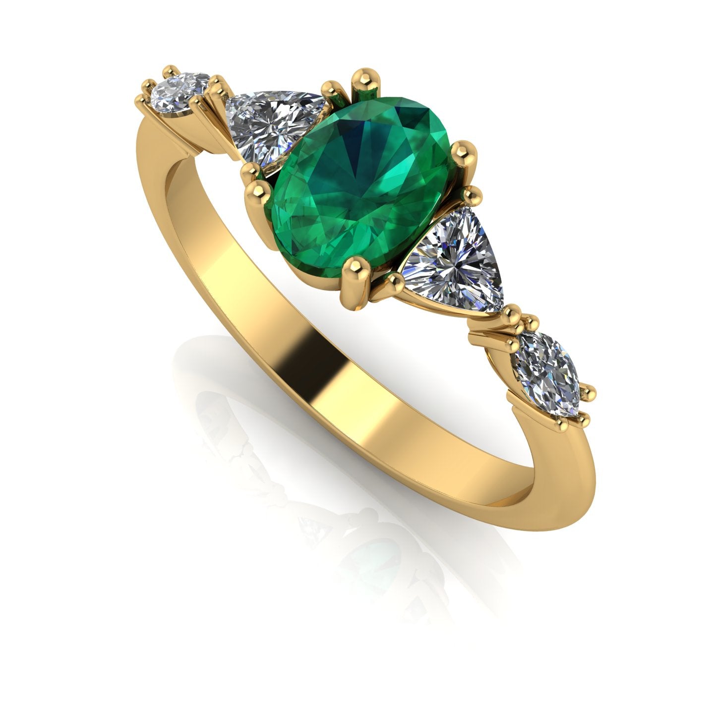 Maisie Oval Emerald & Diamond Ring in 18ct Yellow Gold