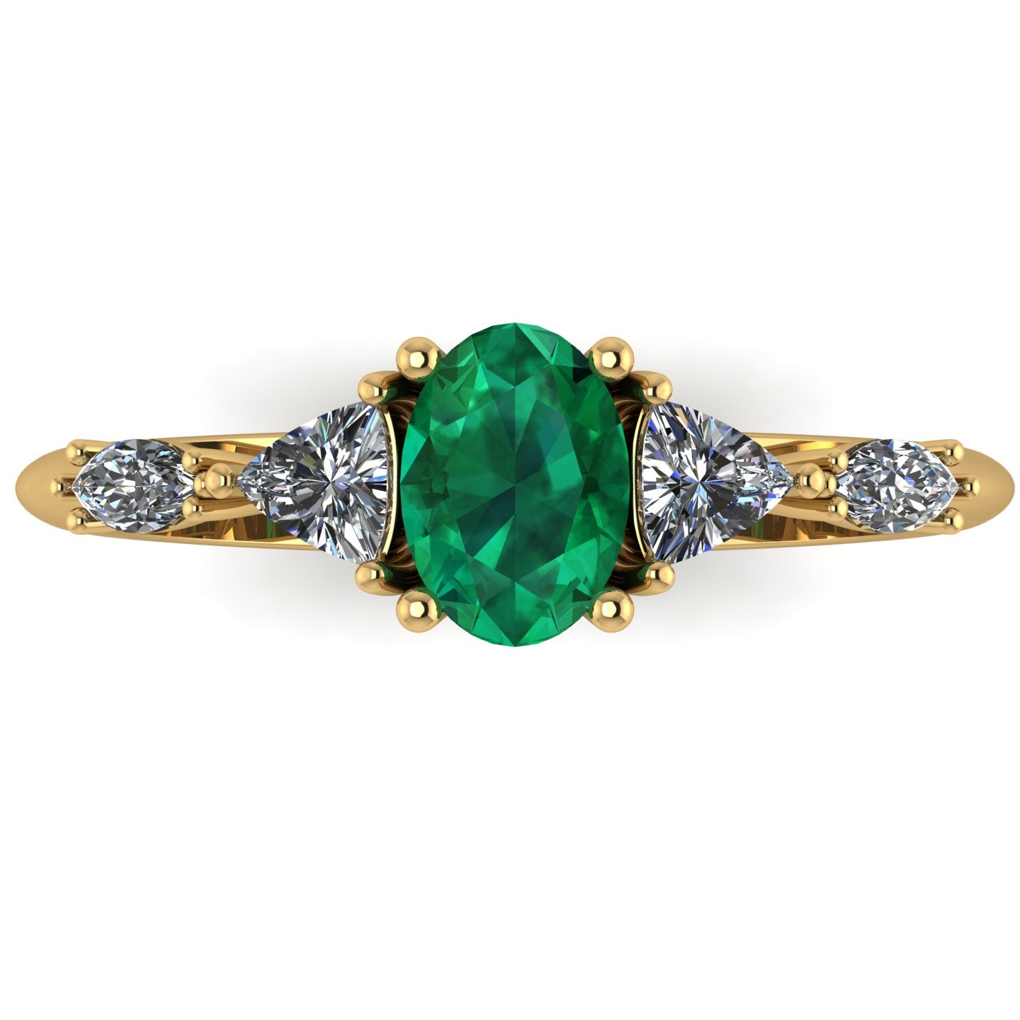 Maisie Oval Emerald & Diamond Ring in 18ct Yellow Gold