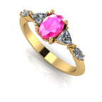Maisie Oval Pink Sapphire & Diamond Ring in 18ct Yellow Gold
