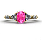 Maisie Oval Pink Sapphire & Diamond Ring in 18ct Yellow Gold