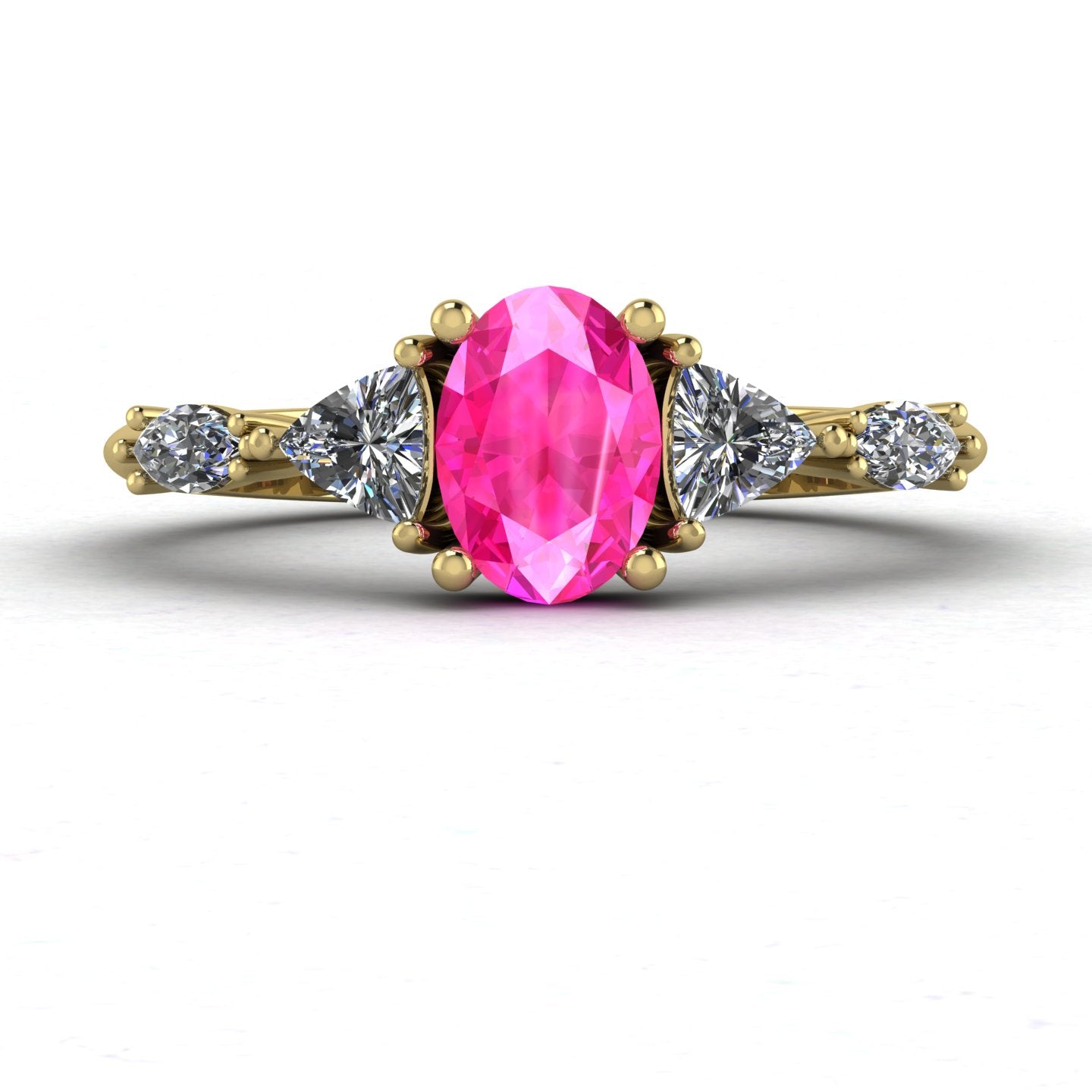 Maisie Oval Pink Sapphire & Diamond Ring in 18ct Yellow Gold