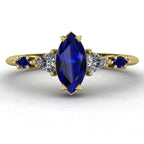 Maisie Marquise Blue Sapphire & Diamond Ring in 18ct Yellow Gold
