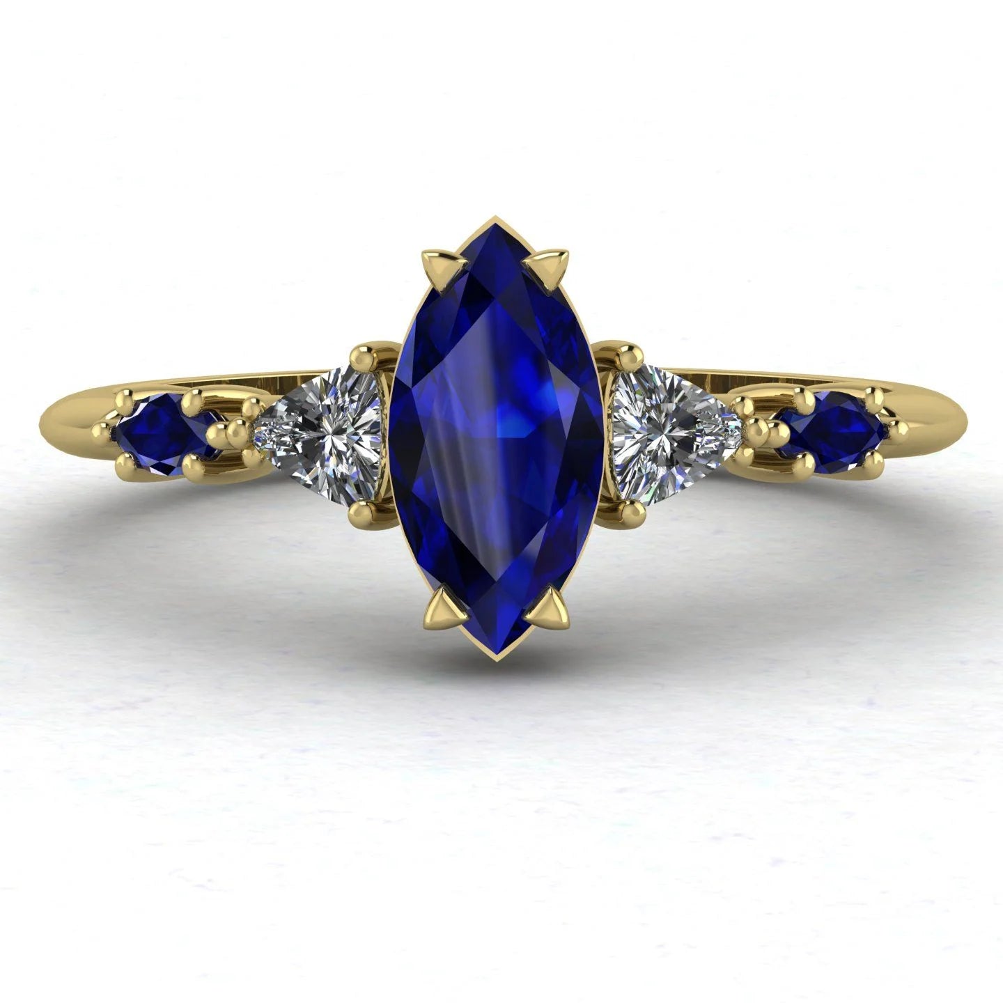 Maisie Marquise Blue Sapphire & Diamond Ring in 18ct Yellow Gold