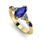 Maisie Marquise Blue Sapphire & Diamond Ring in 18ct Yellow Gold