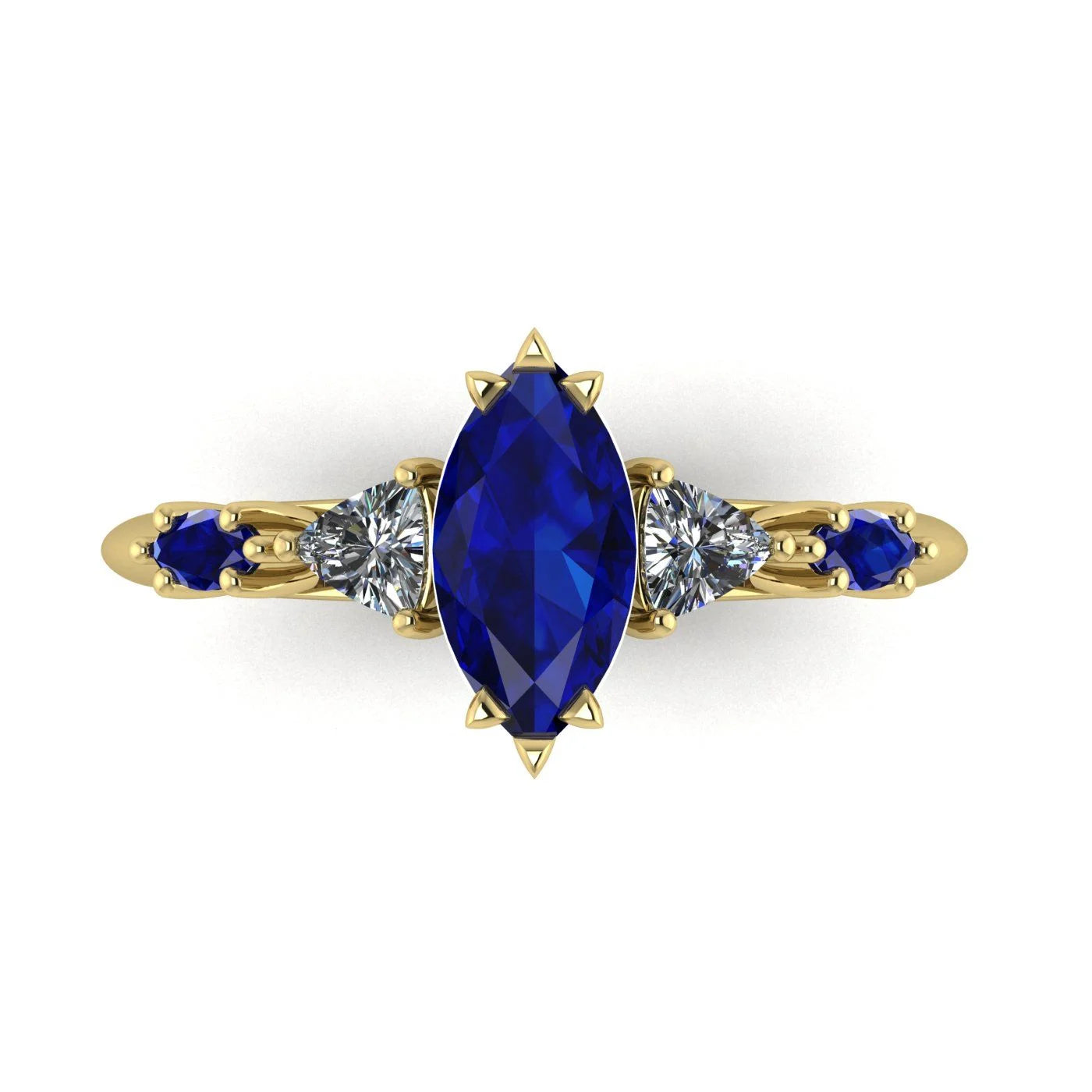 Maisie Marquise Blue Sapphire & Diamond Ring in 18ct Yellow Gold