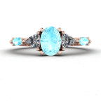 Maisie Oval Aquamarine & Diamond Ring in 18ct Rose Gold