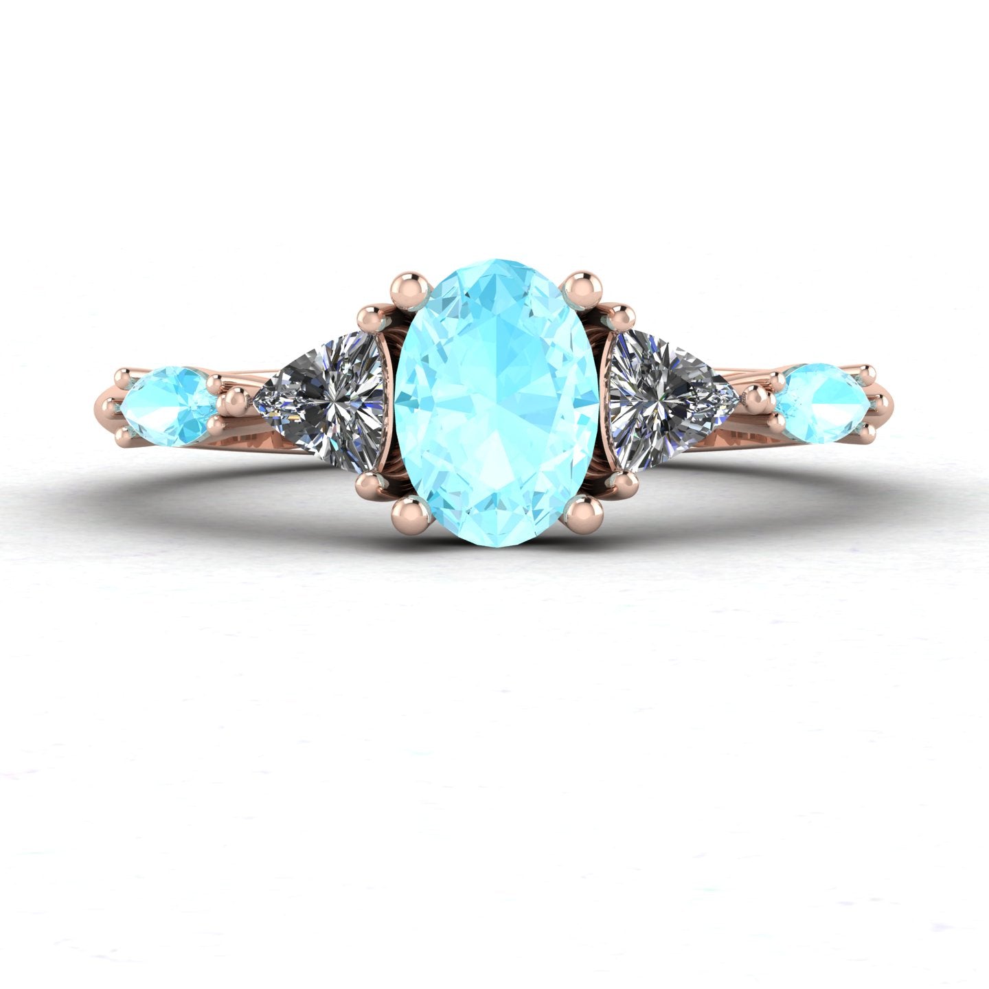Maisie Oval Aquamarine & Diamond Ring in 18ct Rose Gold