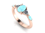Maisie Oval Aquamarine & Diamond Ring in 18ct Rose Gold