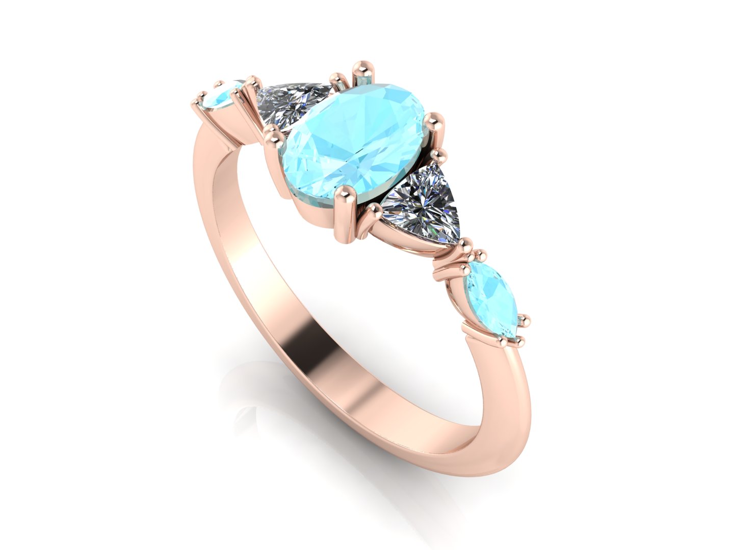 Maisie Oval Aquamarine & Diamond Ring in 18ct Rose Gold
