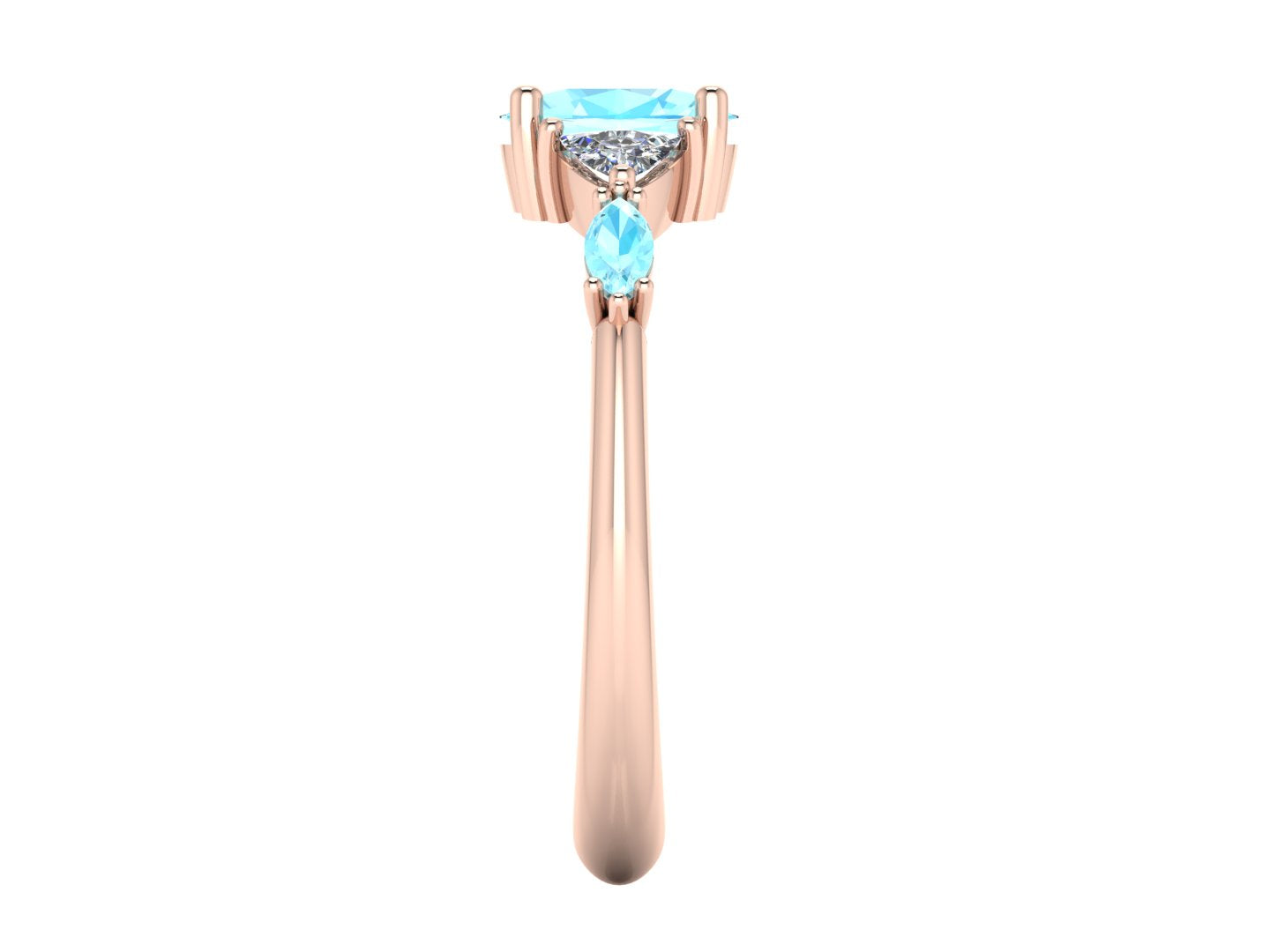 Maisie Oval Aquamarine & Diamond Ring in 18ct Rose Gold