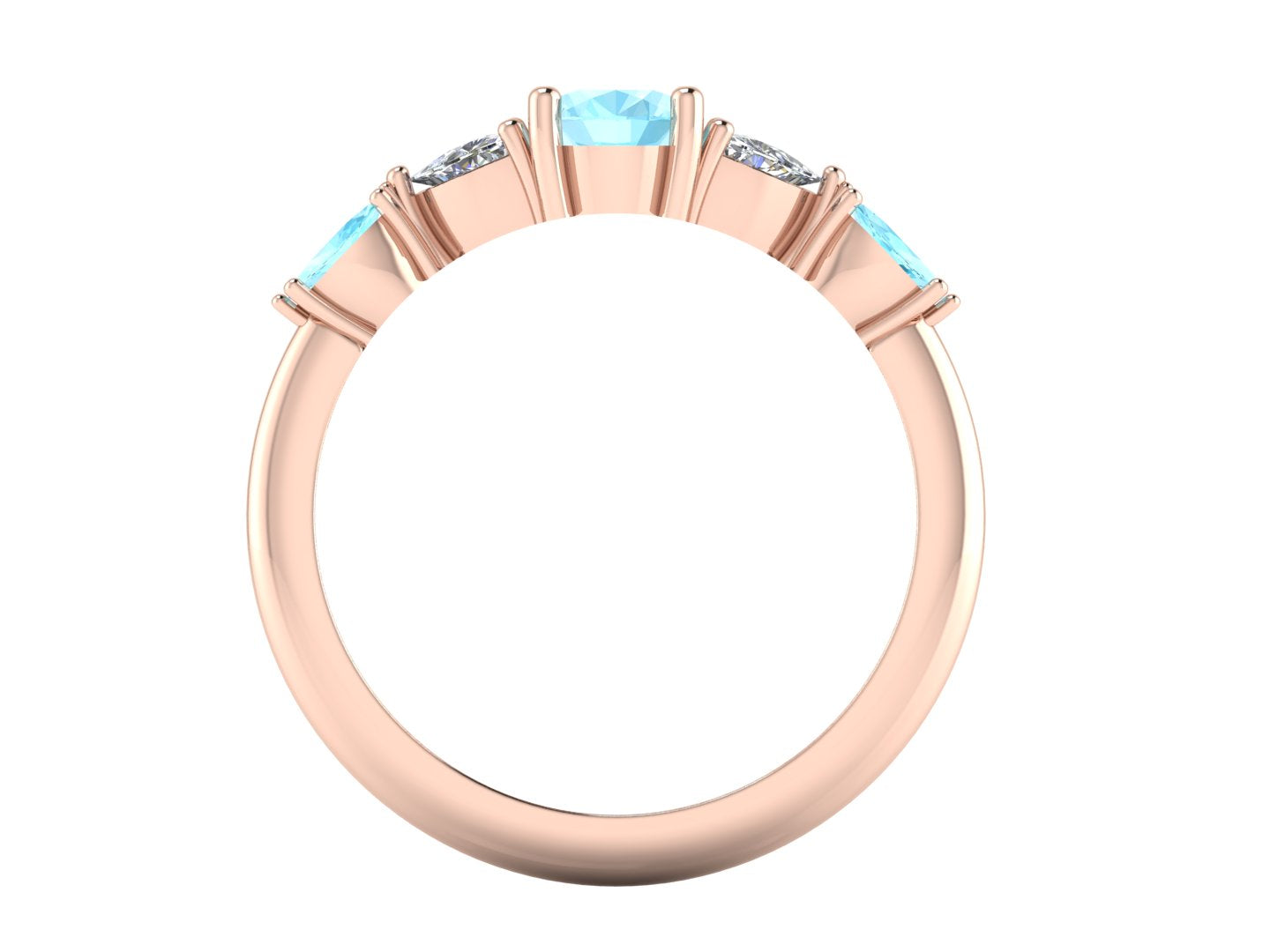Maisie Oval Aquamarine & Diamond Ring in 18ct Rose Gold