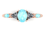 Maisie Oval Aquamarine & Diamond Ring in 18ct Rose Gold