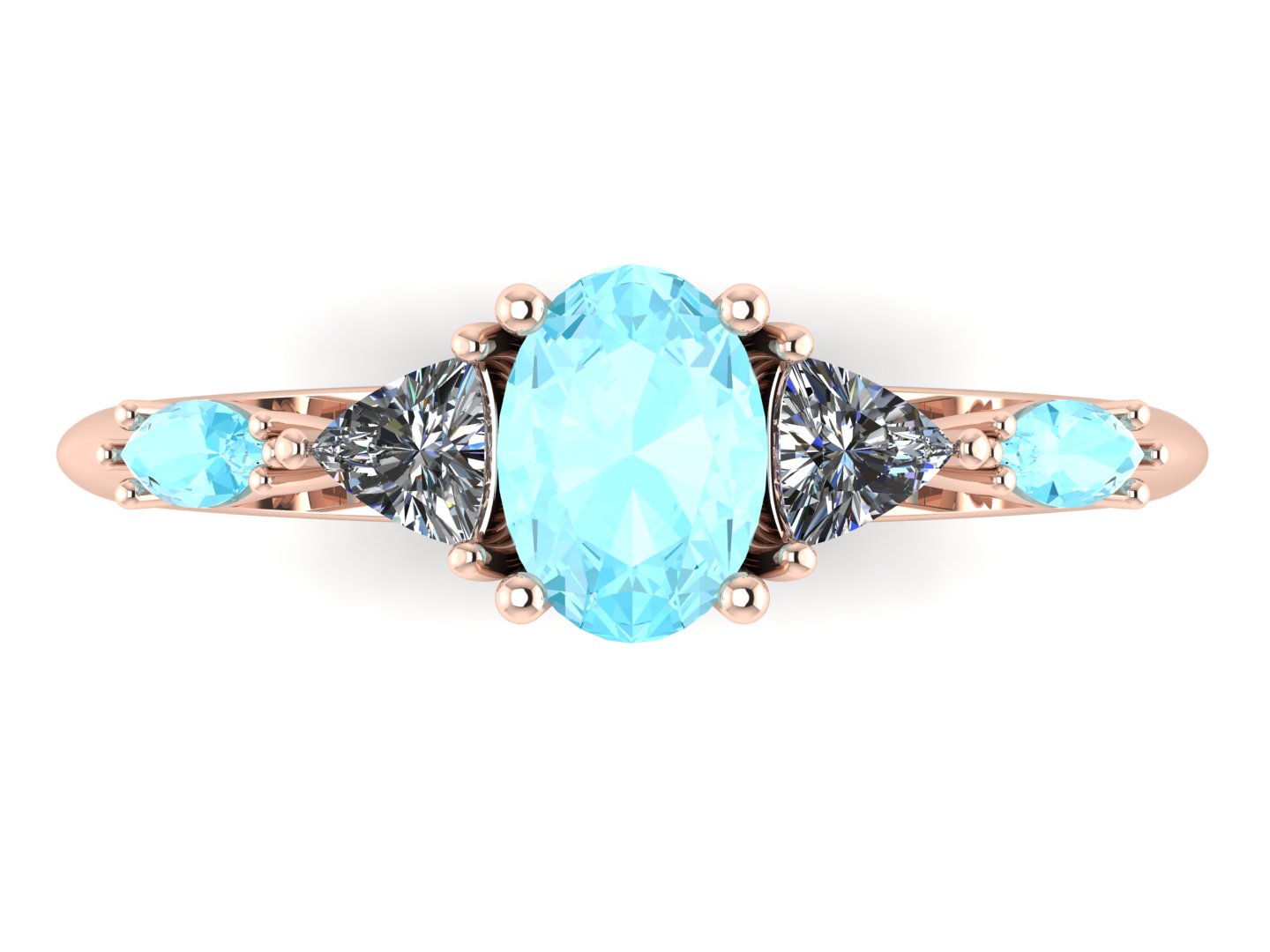 Maisie Oval Aquamarine & Diamond Ring in 18ct Rose Gold
