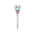 Comet Ring:  Pear Shaped Pink Sapphire's & Aquamarine White Gold or Platinum Ring