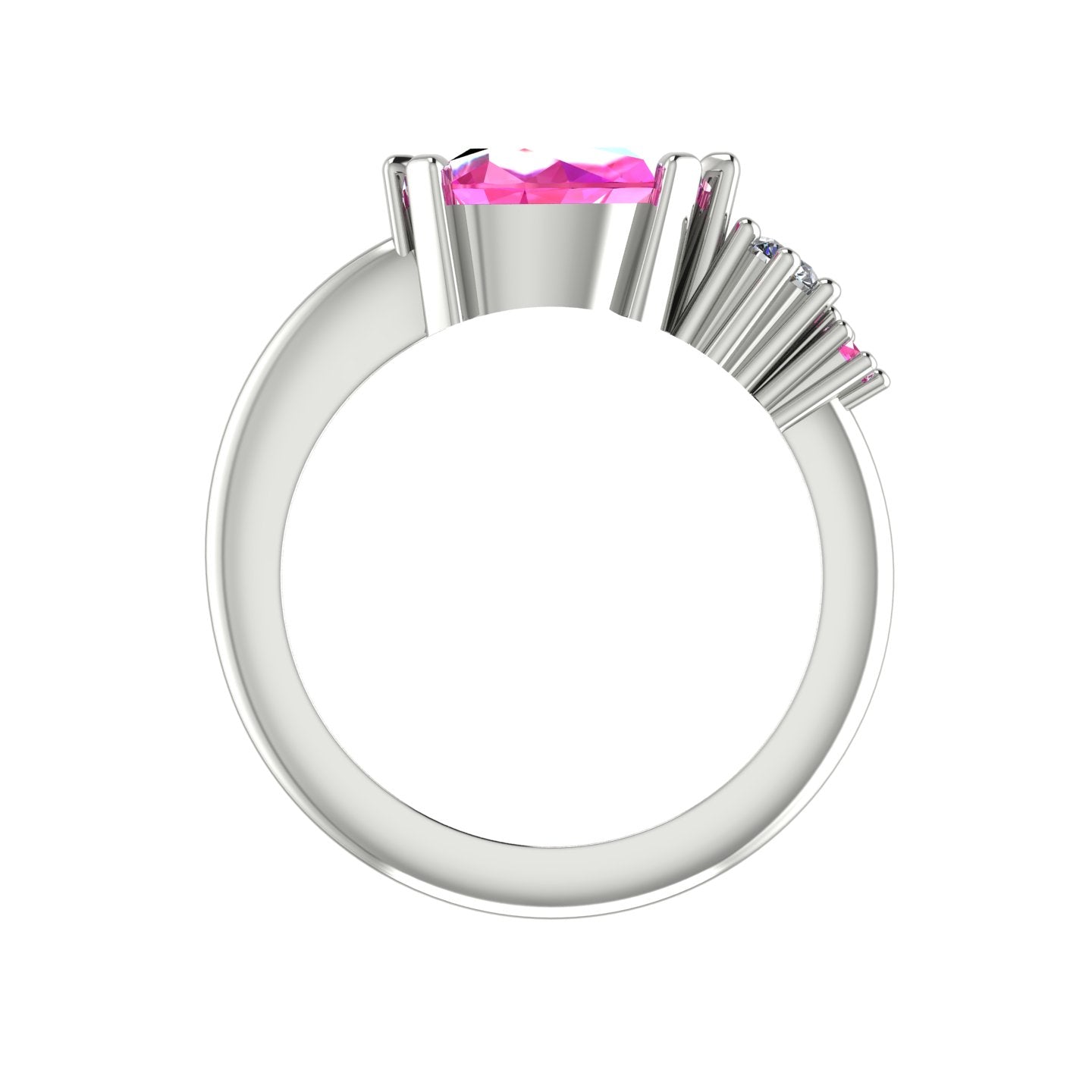 Pear Shaped Pink Sapphire's & Diamond Asymmetrical Comet Ring