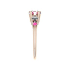 Pear Shaped Pink Sapphire's & Diamond Asymmetrical Comet Ring Rose Gold