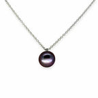 Single Black Pearl & Silver Pendant - 4 Sizes