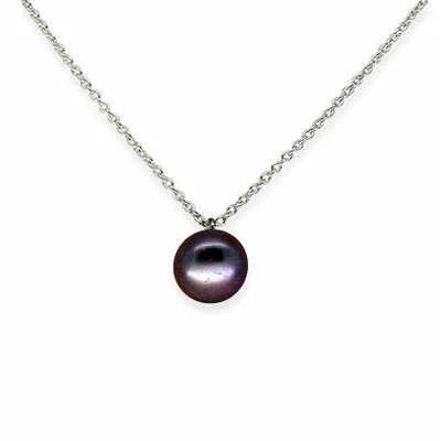 Single Black Pearl & Silver Pendant - 4 Sizes