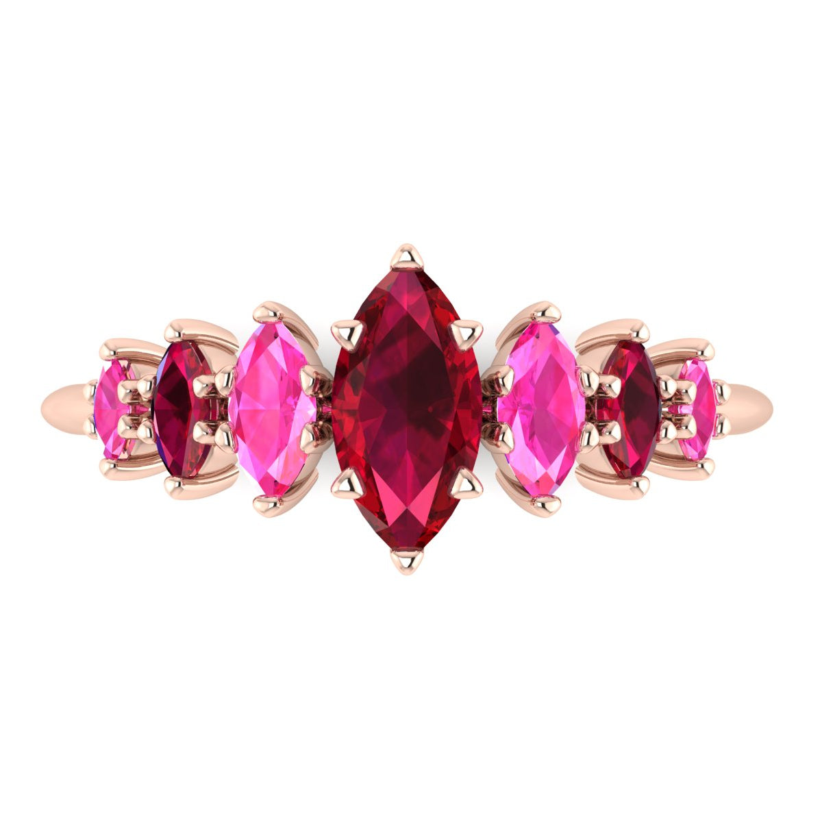 Harlequin Ruby & Pink Sapphire Ring in 18ct Rose Gold