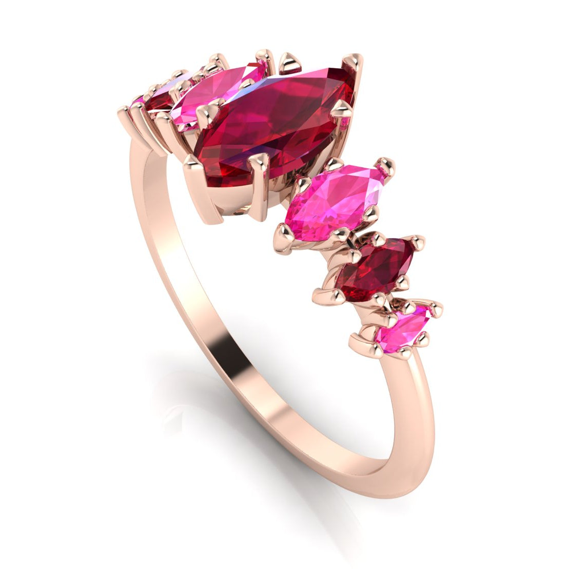 Harlequin Ruby & Pink Sapphire Ring in 18ct Rose Gold