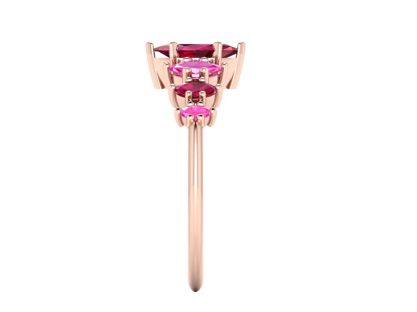 Harlequin Ruby & Pink Sapphire Ring in 18ct Rose Gold