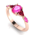 Maisie Oval Pink Sapphire & Ruby Ring in 18ct Rose Gold